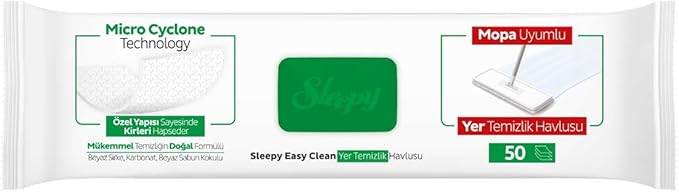 Sleepy Easy Clean White Soap Additive Mopa Compatible Floor Cleaning Towel, 50 Sheets