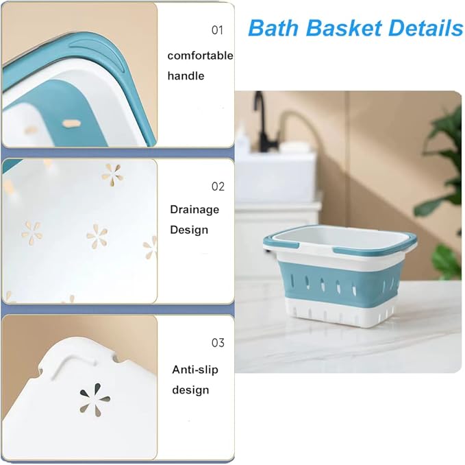 4 Pack Collapsible Plastic Shower Caddy Basket with Handles, Box Storage Organizer Laundry Bin for Bathroom, Kitchen, Dorm,Gym