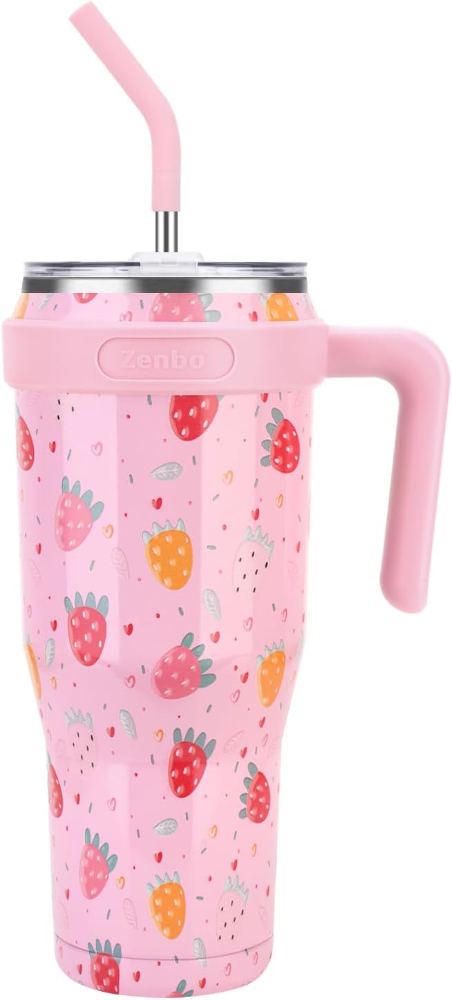 Zenbo 50 oz Mug Tumbler With Handle and Straw Lid | Stainless Steel Insulated Tumblers, Keeps Drinks Cold up to 34 Hours, Fit in Car Cup Holder, Dishwasher Safe,BPA Free