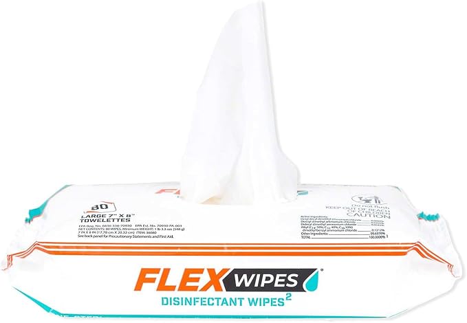 36080 Pack of 6 Disinfectant Wipes, Large 7" x 8" Wipes, 80 Wipes per Pack, Dispenses One at a Time