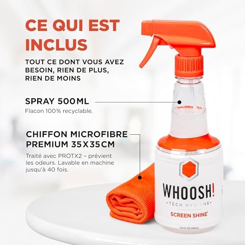 WHOOSH! Screen Cleaner Spray & Microfiber Cloths Bundle | 16.9 fl oz + 3 Microfiber Cloths (14x14)