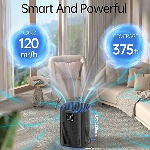 Air Purifiers for Bedroom, Honeyuan H13 HEPA Air Purifier for Home Large Room 600 sqft, Air Purifiers for pets with 360°Air Intake, white x1 & black x1