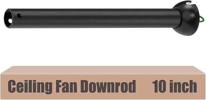10 inch Black Ceiling Fan Downrod with Ball Head, Downrod for Ceiling Fan, 1 inch Outside Diameter, Suitable for a Wide Range of Fans (with Ball Head, Not Threaded)