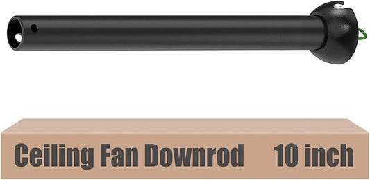 10 inch Black Ceiling Fan Downrod with Ball Head, Downrod for Ceiling Fan, 1 inch Outside Diameter, Suitable for a Wide Range of Fans (with Ball Head, Not Threaded)