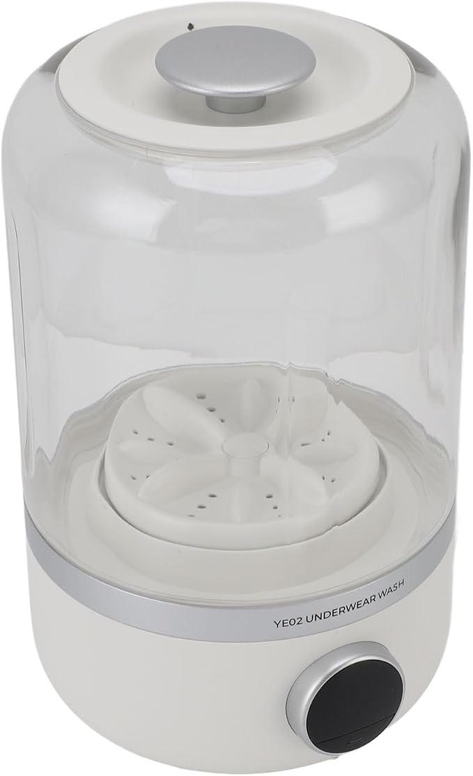 GLOGLOW Mini Washing Machine, Portable Lightweight Transparent Washing Machine 10W Quiet Rechargeable Mini Laundry Washer for Underwear Baby Clothes and Small Items