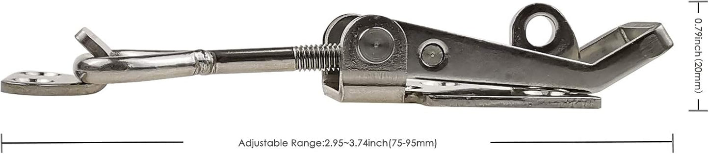 Adjustable Latch Buckle Cabinet Boxes Lever Handle Toggle Catch Latch Lock,Silver,Adjustable Range:75-95mm,2 Pcs