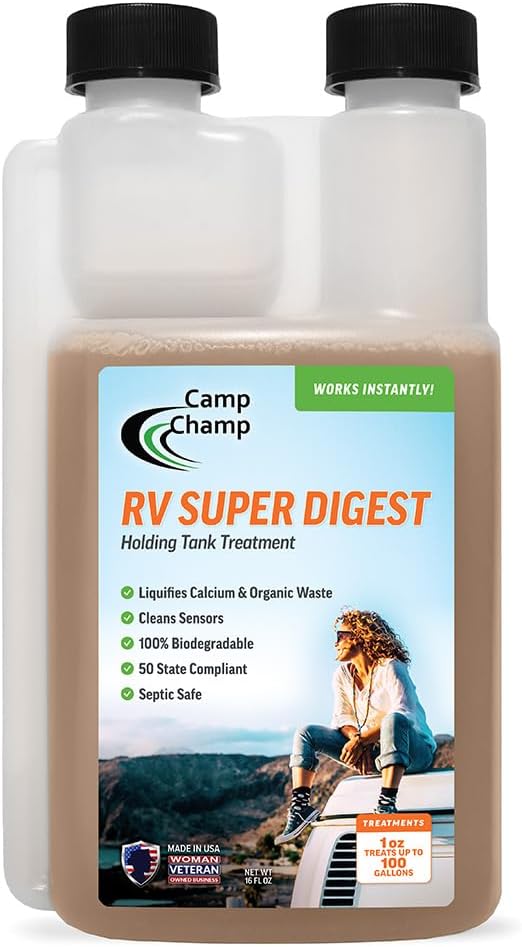 Camp Champ Super Digest | RV Advanced Holding Tank Treatment | ECO-Friendly Strongest Enzyme Blend | Eliminate Tough Clogs | Liquifies Organic Waste