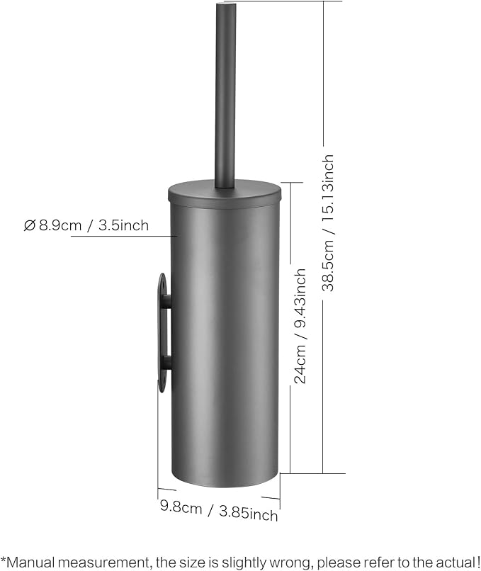 Toilet Brush and Holder Set Grey | Dual-purpose holder, Wall-mounted installation, Surface-mounted installation