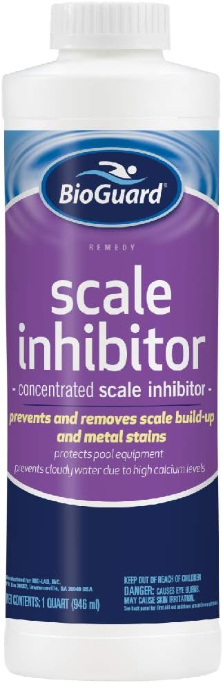 BioGuard Scale Inhibitor, 32 oz, 2 Pack | Concentrated Formula, Prevents and Removes Scale Build-Up and Metal Stains, Protects Pool Equipments