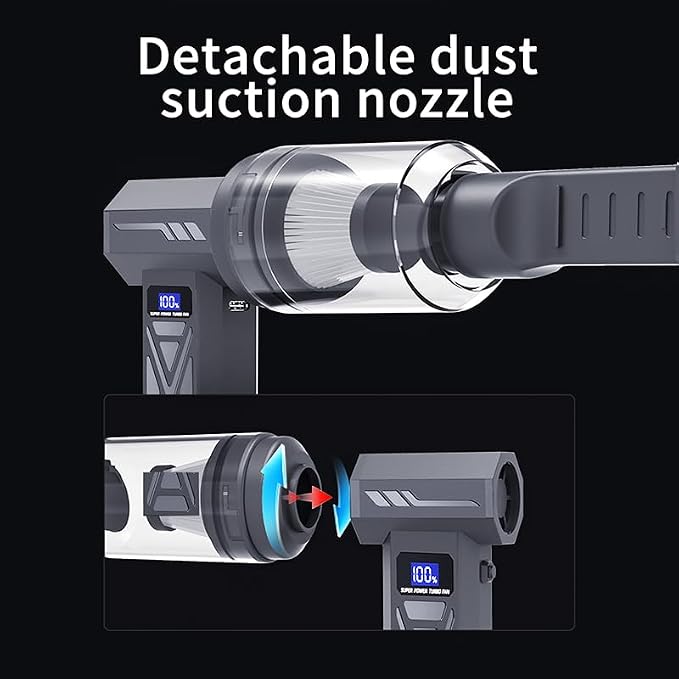 Compressed Air Duster ，2-in-1 Duster and Vacuum Cleaner, 110000RPM Super Power Electric Air Duster, 4-Gear Adjustable Mini Blower, Dust Blower for Computer, Keyboard, House, pet，Outdoor and Car