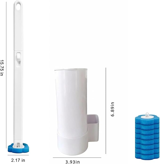 Disposable Toilet Brush Toilet Bowl Cleaner,Toilet Cleaning Supplies,Toilet Bowl Brush,Toilet Cleaner Brush,Toilet Brush with Holder,48 Refills for Cleaning and Hygienic (White Starter Kit)