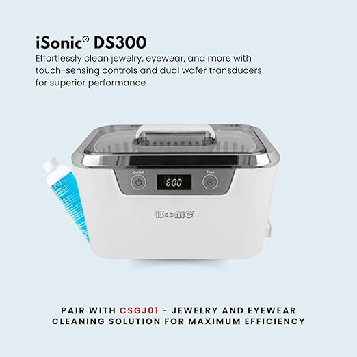 iSonic® Ultrasonic Jewelry Cleaner DS300 with Cleaning Solution Concentrate CSGJ01, 110V