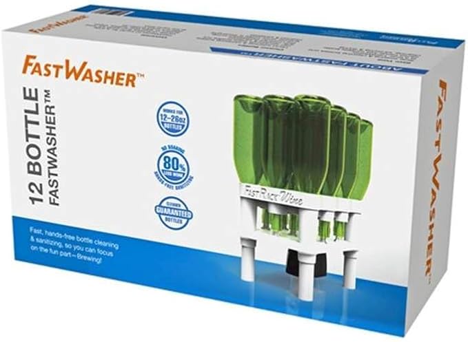 FastWasher 12 Beer Bottle Washer and Wine Bottle Cleaner | BOTTLES & RACKS NOT INCLUDED | General Purpose Rinser | Cleaner and Sanitizer System, Easy to Assemble