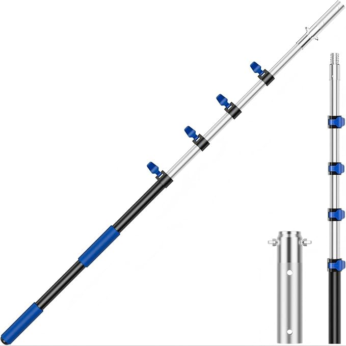 Pool Pole Telescopic 16FT Heavy Duty Upgraded Aluminum, 16 Ft Extension/Extendable Telescoping for Above Ground/Inground Swimming Cleaning, Leaf Skimmer/Brush/Net/Vacuum/Mesh