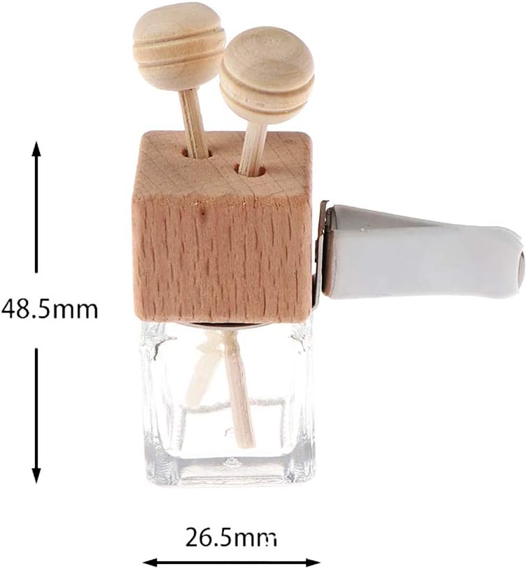 20 Pack,8ml Clear Glass Car Air Freshener Perfume Clip Diffuser,Empty Essential Oil Perfume Vials Diffuser Vent Outlet,Thick Glass Ornament with Wooden Caps,Free Funnel,Dropper