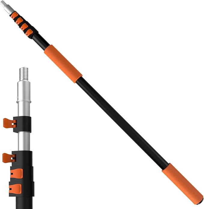 LAANPOLE Telescoping Pole, 7-30FT Aluminum Extension Pole(36FT Reach), Multi-Purpose Paint Roller for Painting, Dusting and Cleaning