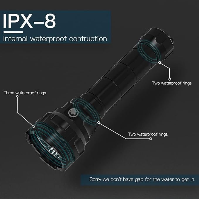 Wurkkos DL70 Dive Light Scuba Diving - 13000lm Super Bright Dive Flashlight 150m IPX8 Waterproof Torch LED Submarine Flashlight Underwater Flashlight for Diving 4 Mode for Underwater Activity (Black)