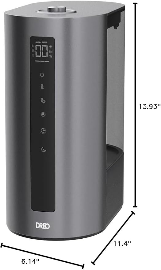 DREO 6L Smart Warm & Cool Mist Humidifiers for Bedroom HM713S | 60-Hour Quiet Runtime for Large Room, 500ML/HR Output, Smart Humidity Sensor, Indicator Light, Works with Alexa & Google
