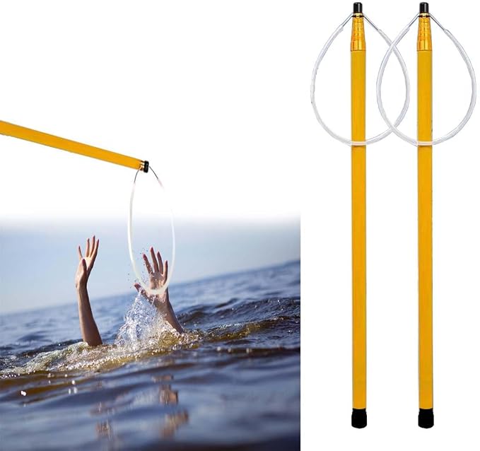 Telescopic Pool Rescue Hook with Pole,4ft-18ft Adjustable Duty Pool Pole,Adjustable Heavy Duty Fiberglass Telescoping Ring,Specialised Emergency Rescue Equipment for Drowning Victims ﻿ (217IN-Yellow)