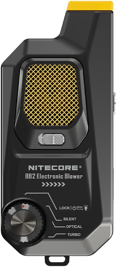 Nitecore BlowerBaby BB2 USB Rechargeable Electronic Air Duster Blower for Camera, Keyboard, Laptop Cleaning with Built-in LED, Include Cable Organizer