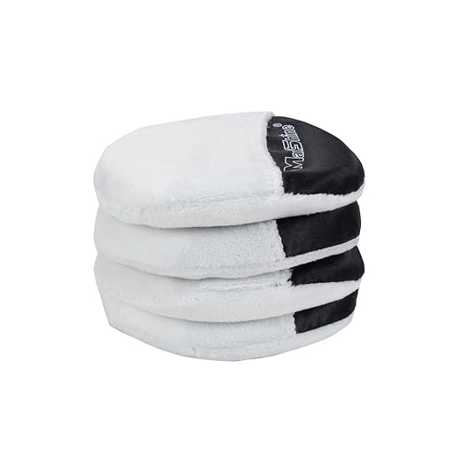 Maxshine Handheld Microfiber Wax Applicator Pad | White+Black, 3.35" Diameter, Ultra-Soft, Scratch-Free | Versatile Detailing for Wax, Polish, Protectant, Streak-Free Finish