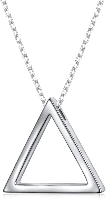 DAOCHONG 925 Sterling Silver Geometric Shapes Necklace Triangle/Rectangle/Rhombus/Circle Pendant Necklace for Women Jewelry Gifts