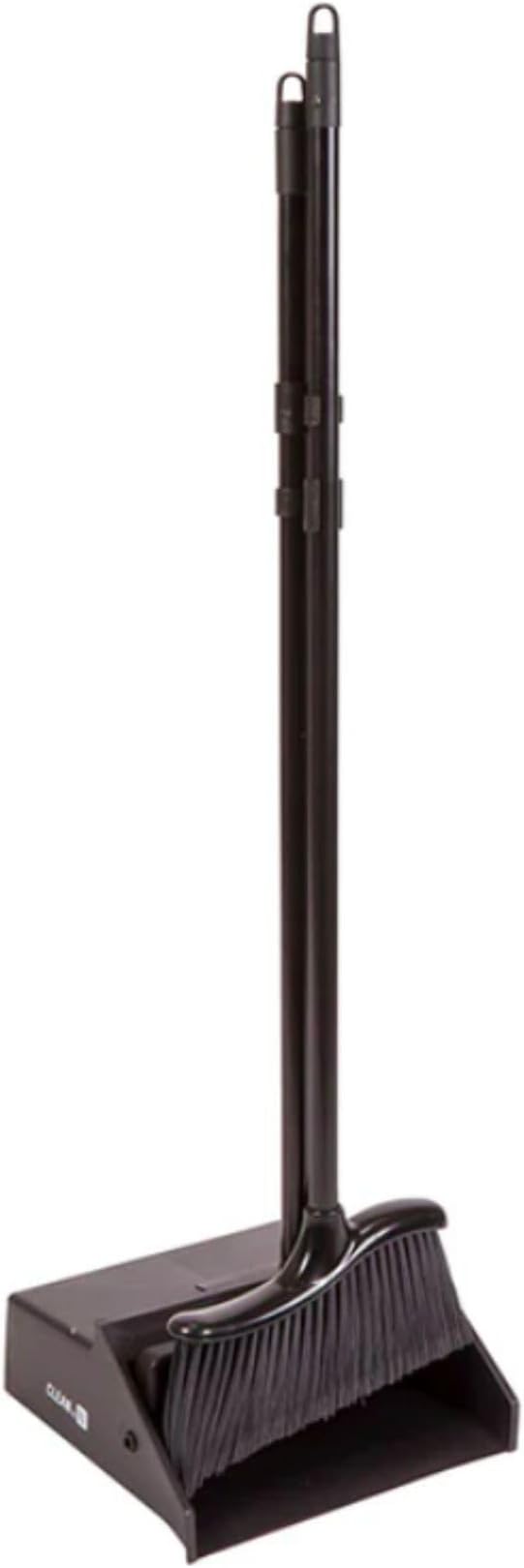 Restaurantware RW Clean 12 x 2 x 39 Inch Angle Broom 1 With Clip Back Sweeping Broom - Dustpan Sold Separately Flagged Bristles Black Plastic Restaurant Broom Lightweight Heavy-Duty