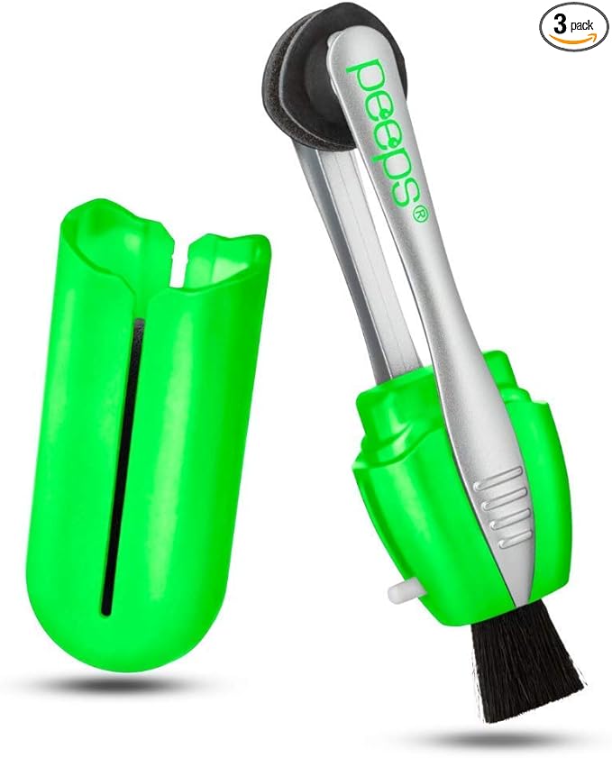 Peeps Glasses Cleaner - for Eyeglasses, Reading Glasses, and More - Lens Cleaner with Carbon Microfiber Tech-Injected Green-3 Count (Pack of 1)
