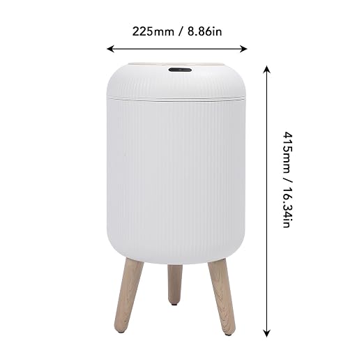 Automatic Motion Sensor Trash Can, Smart Touchless Water Proof Plastic Wastebasket,Garbage Bin with Removable Legs for Bathroom, Kitchen, Bedroom (White)