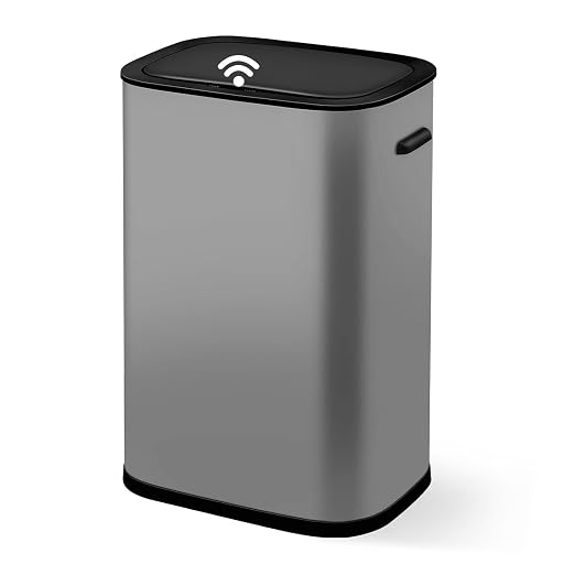 14.5 Gal/55L Motion Sensor Trash Can, Touchless Automatic Garbage Bin with Soft-Close Lid & Handle, Rectangular Waste Basket for Kitchen, Bathroom, Bedroom, Grey (No Inner Bucket)