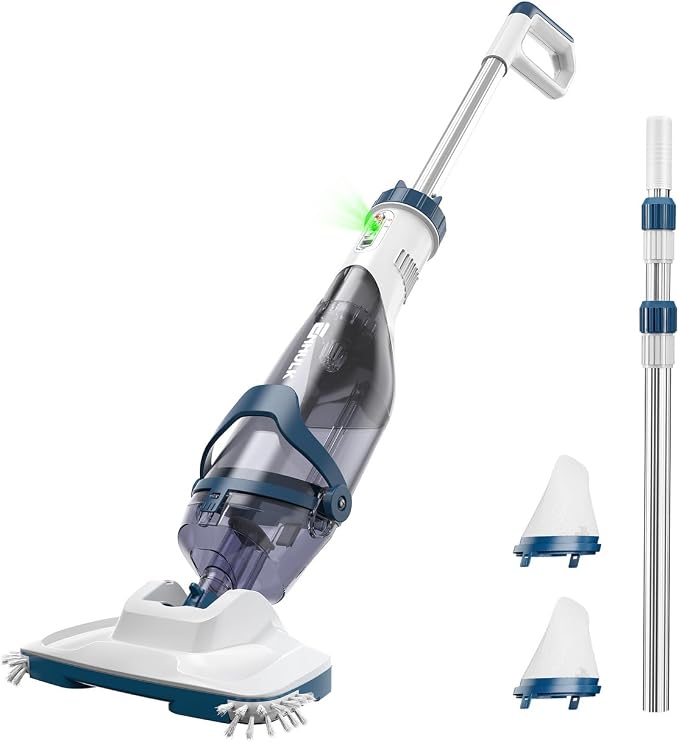 ENHULK Pro Cordless Pool Vacuum - 18.5 GPM Powerful Suction, 70min Runtime & 13.4" Wide Head, XL Capacity Handheld Rechargeable Pool Cleaner for Inground/Above Ground Pools with Telescopic Pole, PC18