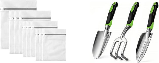 Gardening Hand Tool Set 3 Pack+Mesh Laundry Bag with Non Rust Zipper(10 Pack)