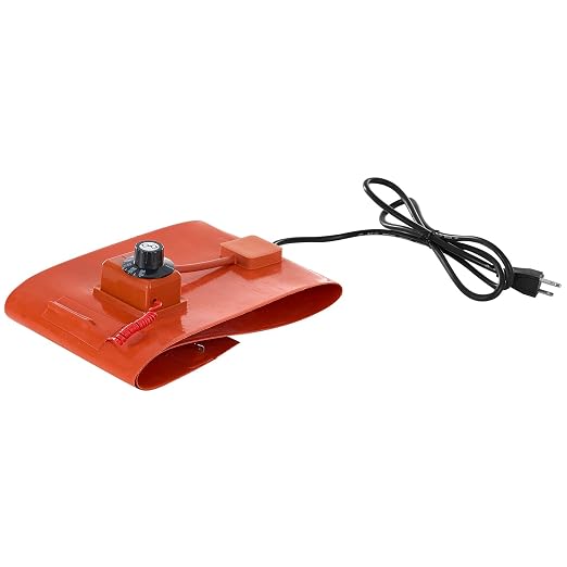 VEVOR Metal Drum Heater, 800 Watt 7.75" Width, Pail Heating Band for 5 Gallon Barrel, 86-302℉ Adjustable Thermostat, High Efficiency Silicone Grease Keg Heater, Tested to UL 499 Standard, FCC Listed