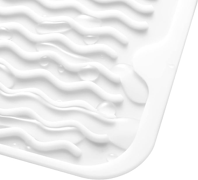 MicoYang Silicone Dish Drying Mat for Multiple Usage,Easy clean,Eco-friendly,Heat-resistant Silicone Mat for Kitchen Counter,Sink,Bar,Bottle,or Cup White M 17 inches x 6 inches