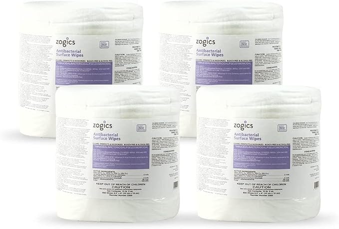 Zogics Antimicrobial Wipes and Wall Mounted Dispenser – No-Touch Wipes Dispenser, Mounts Easily to Wall for Quick Access to Disinfecting Wet Wipes