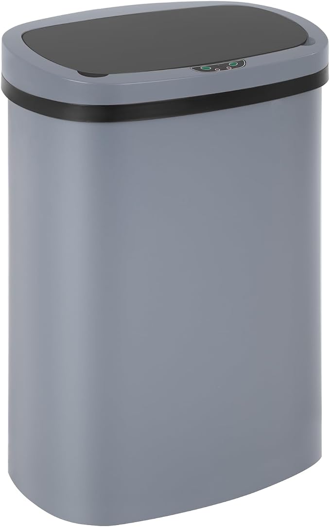 BestOffice Trash Can Broken-Resistant Plastic Touch Free High-Capacity Garbage Can with Lid for Bedroom Bathroom Home Office 49 Liter 13 Gallon Trash Can Automatic Kitchen Trash Can