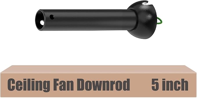 5 inch Black Ceiling Fan Downrod with Ball Head, Downrod for Ceiling Fan, 1 inch Outside Diameter, Suitable for a Wide Range of Fans (with Ball Head, Not Threaded)