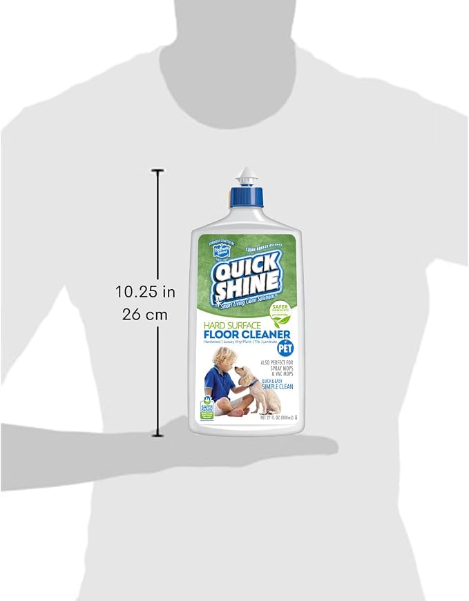 Quick Shine Hard Surface Pet Floor Cleaner 27 oz, 6Pk | Ready to Use, Removes Dirt, Streak Free, No Rinse | Hardwood, Laminate, Luxury Vinyl Plank LVT, & Tile | Safer for Kids, Pets & Our Environment