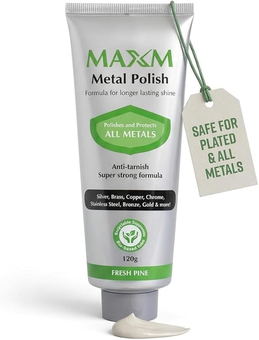 maxm Metal Polish Paste for Stainless Steel Polish, Chrome Polish & Aluminum Polish – Rust Remover for Metal, Stainless Steel Scratch Remover, Polishing Compound Non-Toxic, Fresh Pine Scent, 4.2 oz