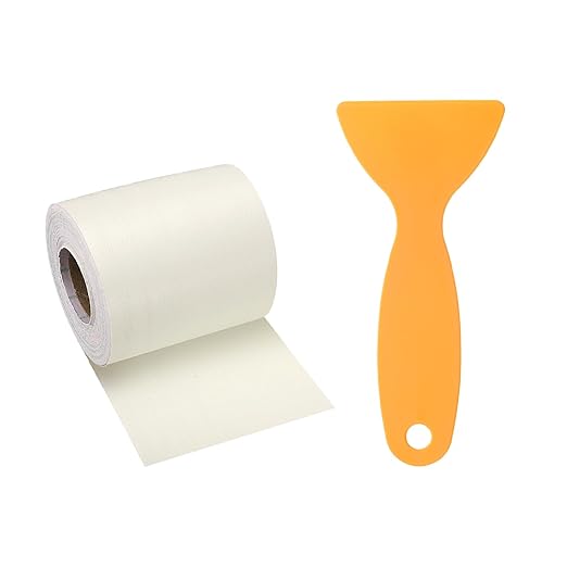 HARFINGTON Wood Grain Repair Tape 2 Inch x 33ft Self Adhesive Repair Patch Tape Simulated Wooden Floor Tapes with Plastic Scraper for Tables Doors Windows Furniture, Beige Wood