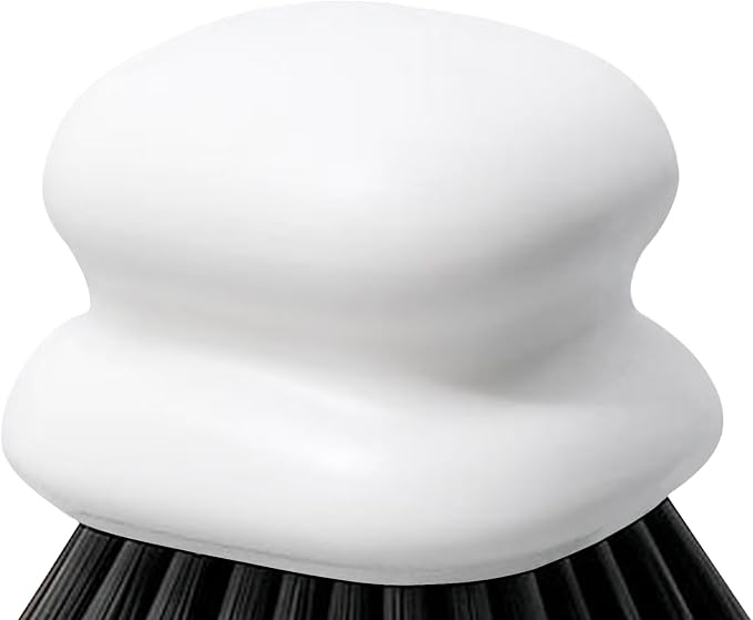 Dish Brush with Handle, Kitchen Scrub Brushes for Cleaning, Dish Scrubber with Nylon bristles for Sink, Pots, Pans(2Pack Black +2Pack White)