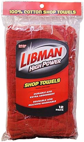 Libman B598664 Commercial High Power 100 Precent Cotton Red Shop Towels, Pack of 12