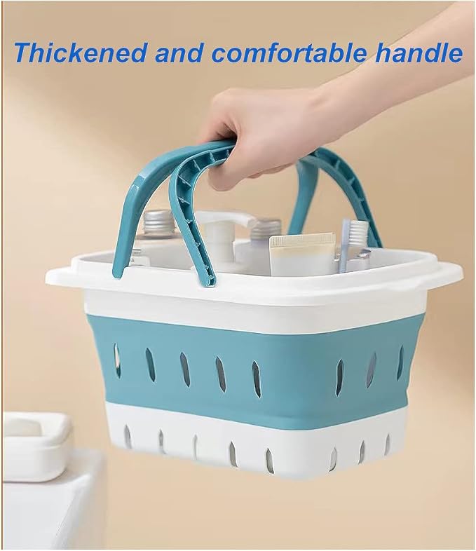 4 Pack Collapsible Plastic Shower Caddy Basket with Handles, Box Storage Organizer Laundry Bin for Bathroom, Kitchen, Dorm,Gym