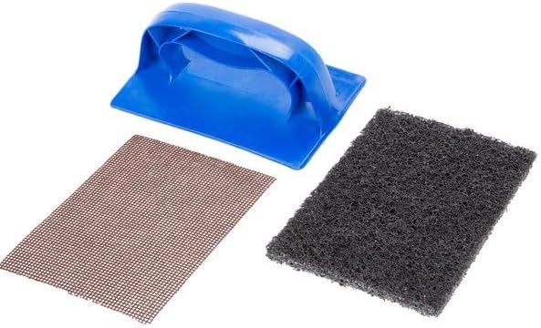 Grill & Griddle Cleaning Kit with Screen/Pad Holder, Polish Pads, Cleaning Screens, Caddy, Scraper and Heat-Resistant Holder for Safe (Full Kit: Cleaner,Scraper,Pads,Screens and Caddy)
