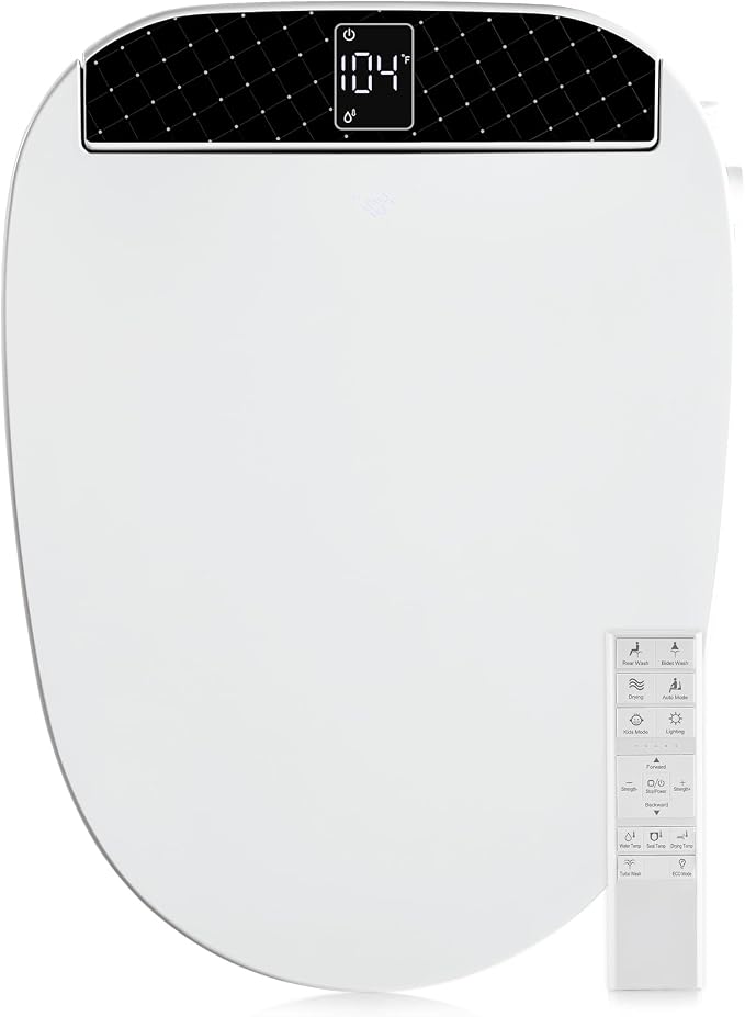 Heated Bidet Toilet Seat with Remote - Electric Bidet Seat(Elongated)