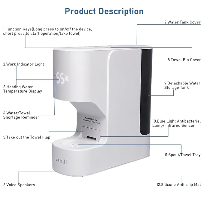 Hot Towel Warmer for Face, 5s Fast Heating Hot Towel Dispenser, Auto Dispensing Heating Towel Machine, 20 Towels for Home Spa, Skincare Routine, Makeup Removal & Shaving Prep