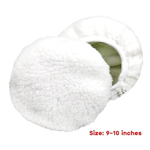 2Pcs Car Waxing Applicator Bonnet 9-10" Faux Wool Polishing Disc Car Cleaning Supplies Waxers Bonnet Set Polishing Pads Waxer Pad
