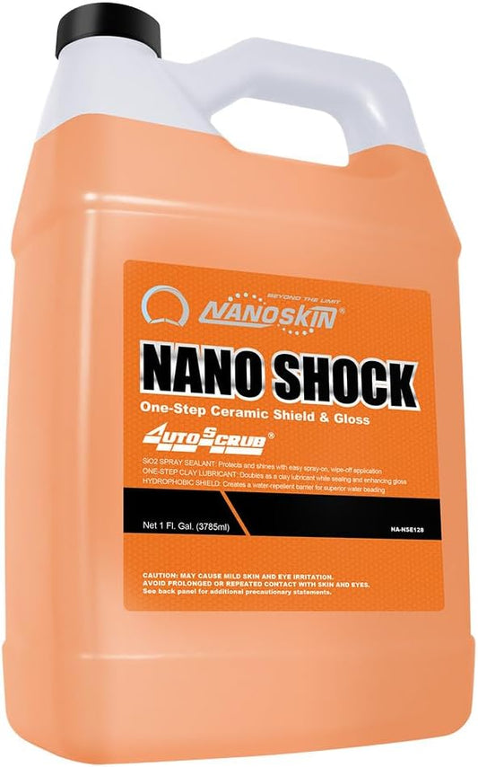 Nanoskin NANO SHOCK One-Step Ceramic Shield & Gloss 1 Gallon – SiO2 Spray Sealant, Clay Lubricant & Hydrophobic Coating | Easy Spray-On Wipe-Off Gloss for Cars, Trucks & RVs