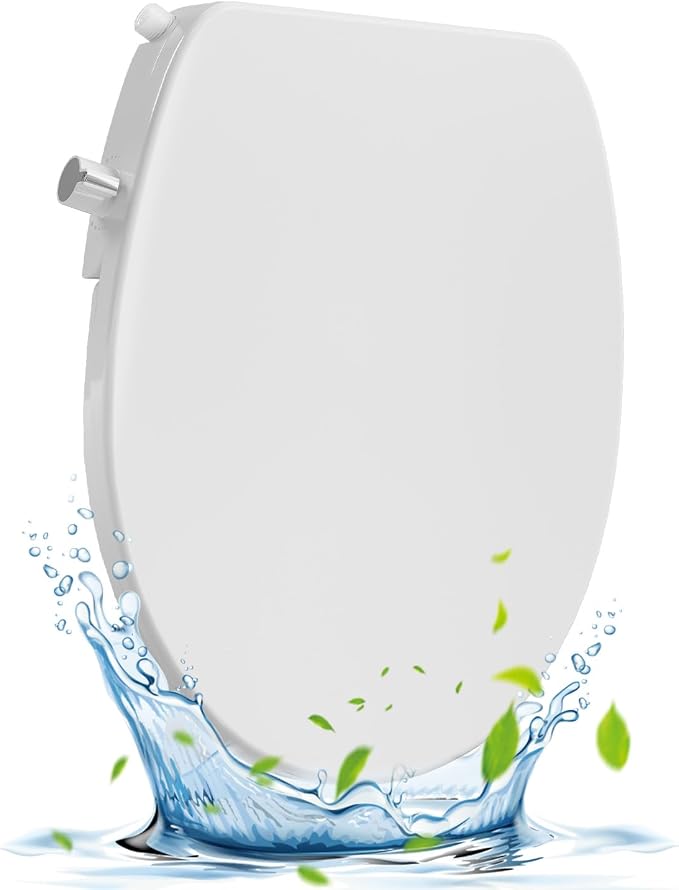 Bidet Seat for Toilet Round Non Electric, Single Nozzle Cold Water Bidet Toilet Seat with Adjustable Water Pressure, Easy Install PP Toilet Seat for Bathroom Hygiene and Cleaning