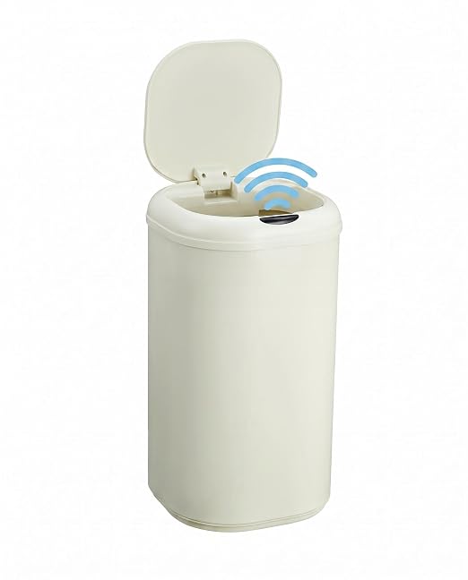 GarveeTech 8 Gallon Automatic Trash Can for Kitchen, Touchless Motion Sensor Garbage Can with Lid, Fingerprint-Proof Stainless Steel Smart Waste Bin for Office, Bathroom & Home, 30L, Beige